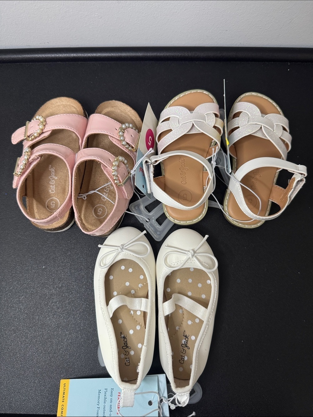 Cat & Jack Baby Toddler Girls Bundle of Sandals & Ballet Flats Size 5 New NWT
